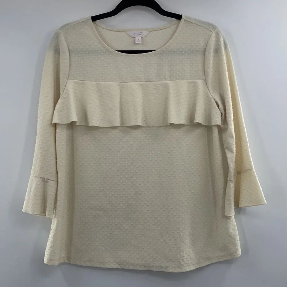 3For$20 Lauren Conrad Cream Dot Textured Top size Small